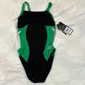 Speedo Black and Green Women's One Piece Swimsuit